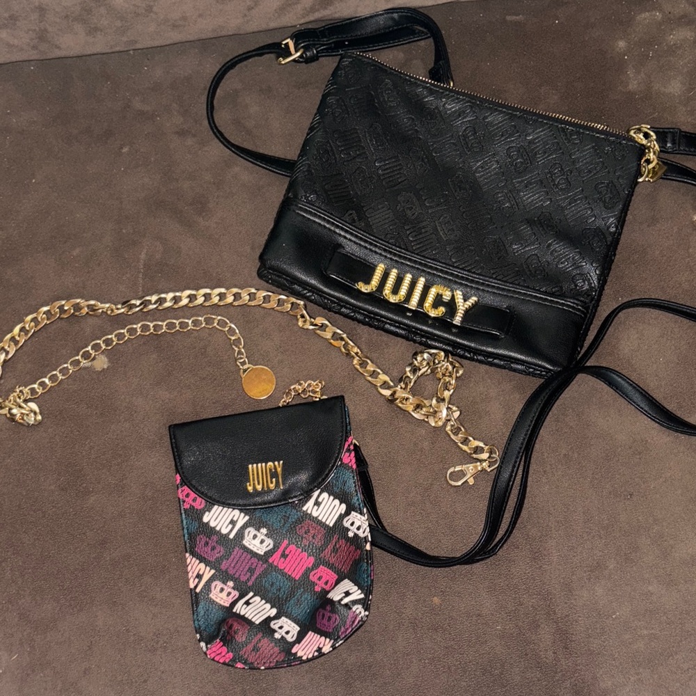2 juicy couture purses and gold chain belt!